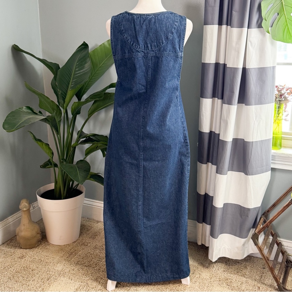 Vintage 90s Denim Button Down Jumper Dress Size Small - Picture 4 of 8